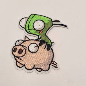 Invader Zim GIR Riding Piggy Embroidered Iron On Patch